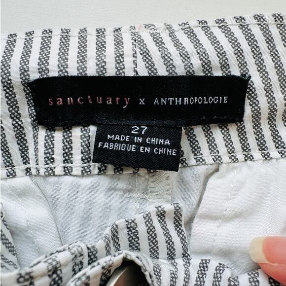 Sanctuary White & Gray Striped Cropped Utility Trouser Pant Cinched Ankle 27 - Picture 10 of 15